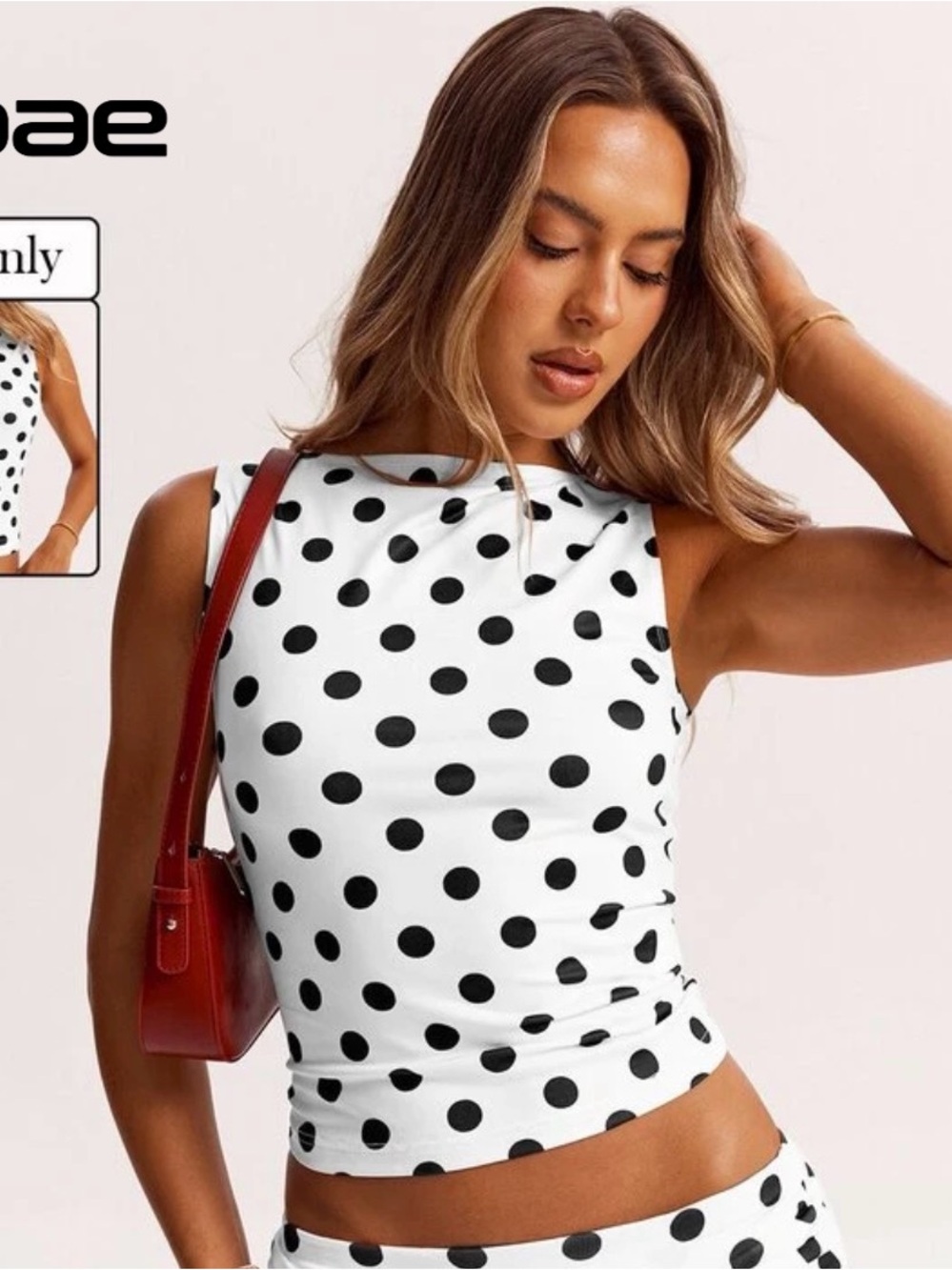 Polka Dot Sleeveless Tank Top - White/Black